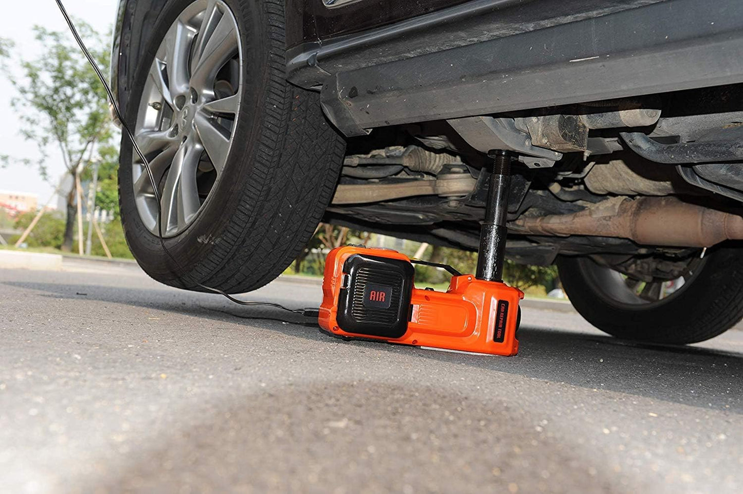 360¡Ã Light Electric Car Jack 5 Ton Hydraulic Floor Jack With Built-In Tire Inflator Pump & Led Light - 2-Way Power Supply, Extra Safety Hammer - 12V Electric Hydraulic Car Jack For Tire Replacement¡