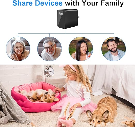 USB Charger Camera - WiFi Small Camera - Full HD 1080P Mini Wireless Nanny Cam - 140 Degree Wide Angle for Discreet Indoor Security