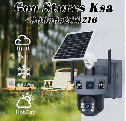 4K Solar Security Cameras Wireless Outdoor, 2.4g & 5g WiFi PTZ Camera Battery Powered, 360°View Home Security Systems with Color Night Vision, Spotlight Siren, PIR Sensor, IP66