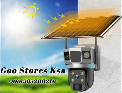 4K Solar Security Cameras Wireless Outdoor, 2.4g & 5g WiFi PTZ Camera Battery Powered, 360°View Home Security Systems with Color Night Vision, Spotlight Siren, PIR Sensor, IP66