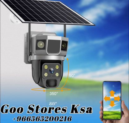 4K Solar Security Cameras Wireless Outdoor, 2.4g & 5g WiFi PTZ Camera Battery Powered, 360°View Home Security Systems with Color Night Vision, Spotlight Siren, PIR Sensor, IP66